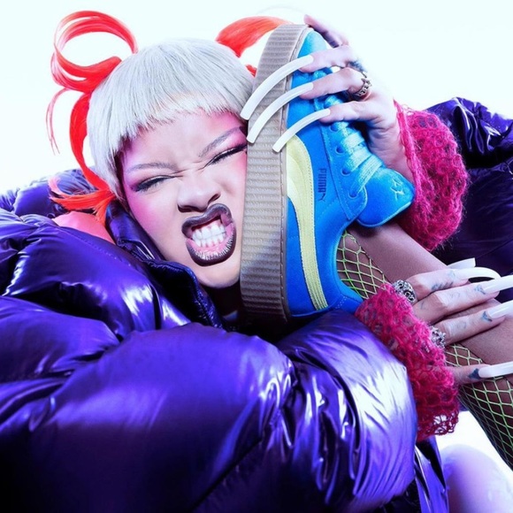 Fendy Puma Creeper Phatty By Rhianna NWOT Women’s Size 6 Blue Neon Green - Picture 5 of 13